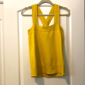 Loft yellow heavy knit x cross straps top